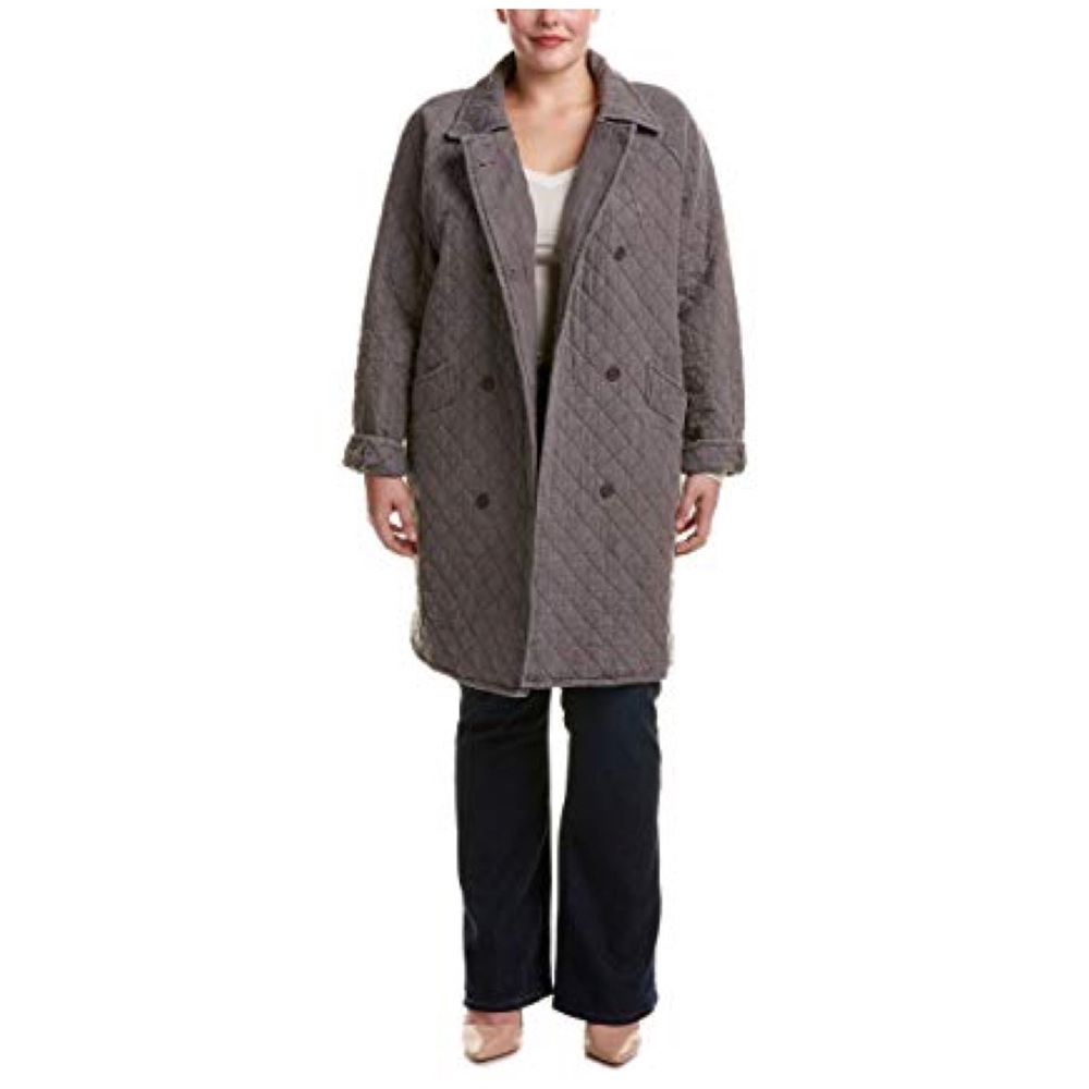 Melissa Mccarthy Seven7 Gray Quilted Denim Coat M